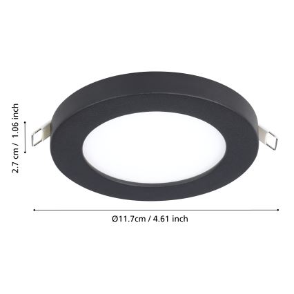 Eglo - LED upotettava valo LED/5,5W/230V 4000K musta