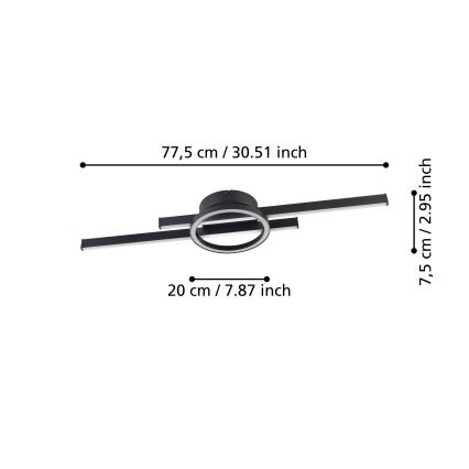 Eglo - LED RGBW Himmennettävä kattovalo LED/23,5W/230V 2700-6500K musta + kauko-ohjaus