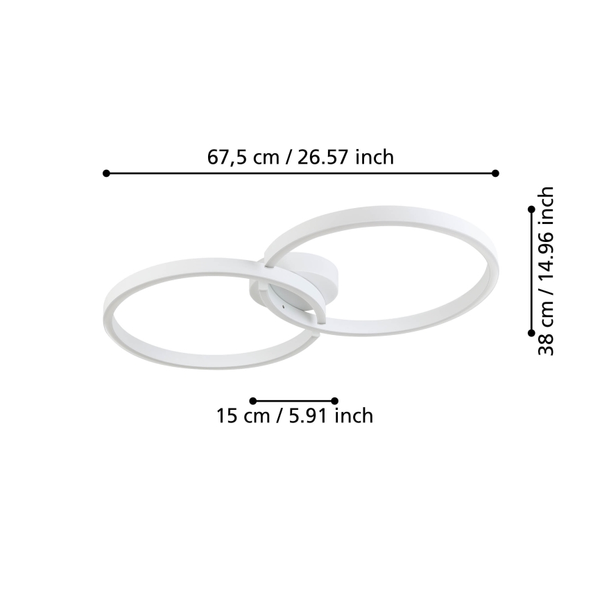Eglo 900954 - LED RGBW Himmennettävä kattovalo LED/19,5W/230V 2700-6500K valkoinen + kauko-ohjaus