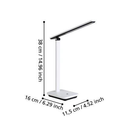 Eglo - LED Himmennettävä ja ladattava pöytälamppu LED/3,6W/5V 1800mAh valkoinen