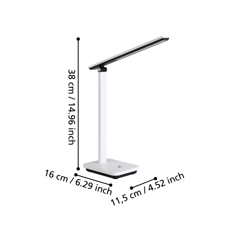 Eglo - LED Himmennettävä ja ladattava pöytälamppu LED/3,6W/5V 1800mAh valkoinen