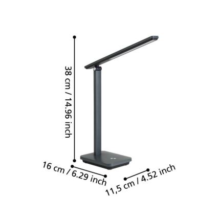 Eglo - LED Himmennettävä ja ladattava pöytälamppu LED/3,6W/5V 1800mAh harmaa