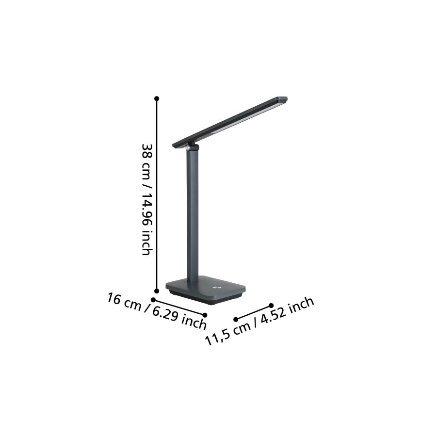 Eglo - LED Himmennettävä ja ladattava pöytälamppu LED/3,6W/5V 1800mAh harmaa
