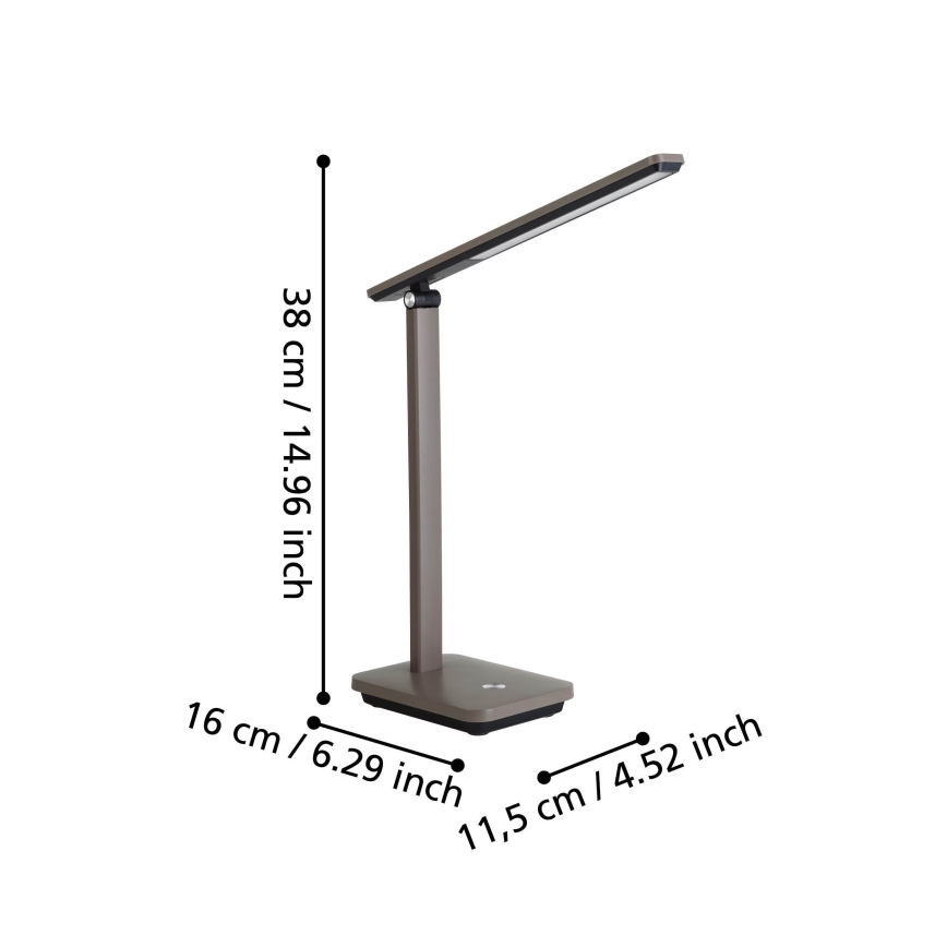 Eglo - LED Himmennettävä ja ladattava pöytälamppu LED/3,6W/5V 1800mAh ruskea