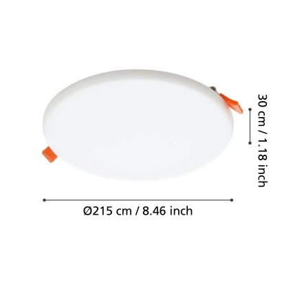 Eglo - LED Kylpyhuoneen upotettava valo LED/18W/230V halkaisija 21,5 cm IP65