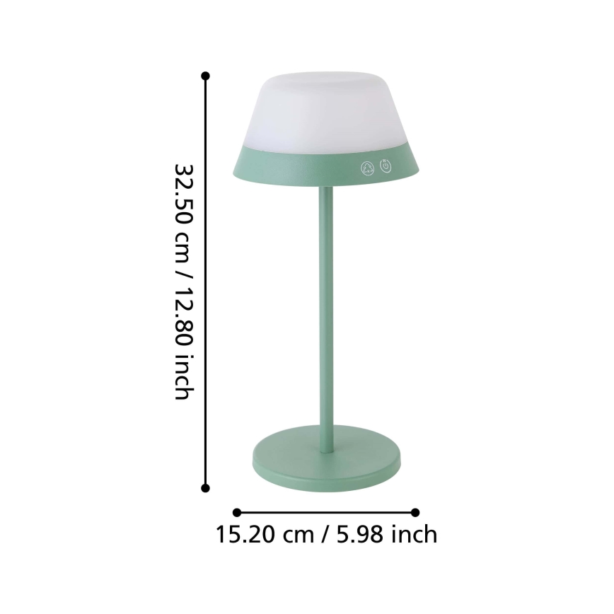 Eglo - LED RGBW Himmennettävä kosketus ulko lamppu 2in1 LED/1,5W/5V 2600 mAh IP54 vihreä