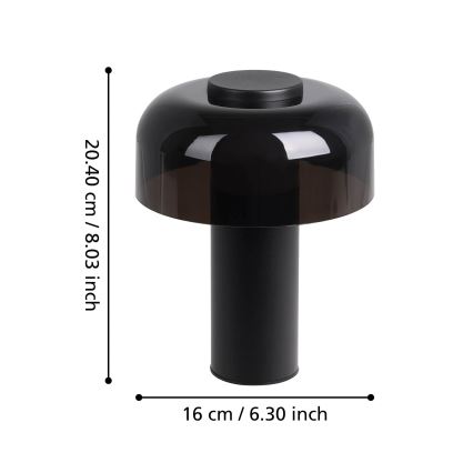 Eglo - LED Himmennettävä kosketus ulko lamppu LED/2,25W/5V 2400-4000K 5200 mAh IP44 musta