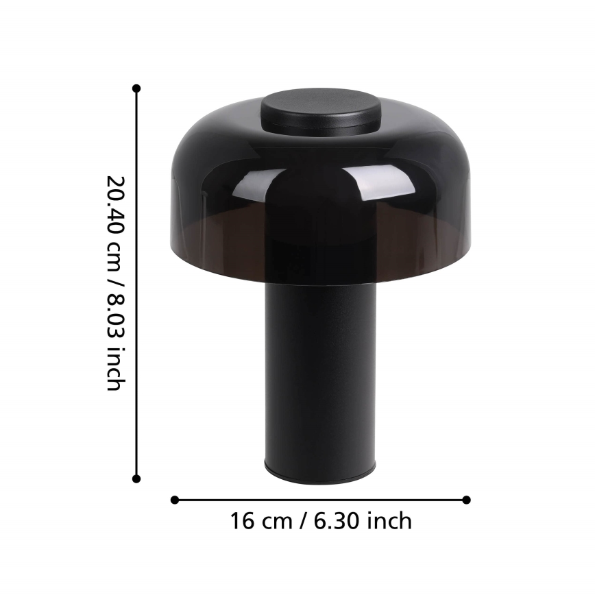Eglo - LED Himmennettävä kosketus ulko lamppu LED/2,25W/5V 2400-4000K 5200 mAh IP44 musta