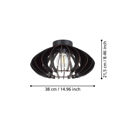 Eglo - Kattovalo 1xE27/40W/230V halkaisija 38 cm musta