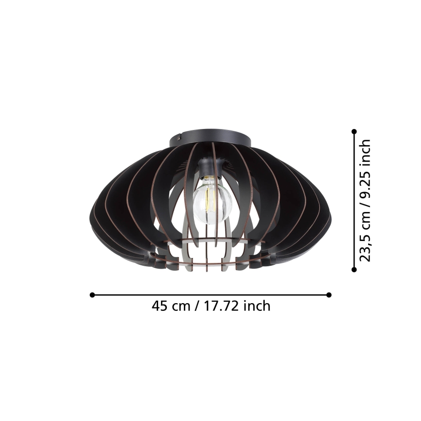 Eglo - Kattovalo 1xE27/40W/230V halkaisija 45 cm musta