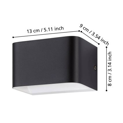 Eglo - LED-seinävalaisin LED/6W/230V 3000K musta