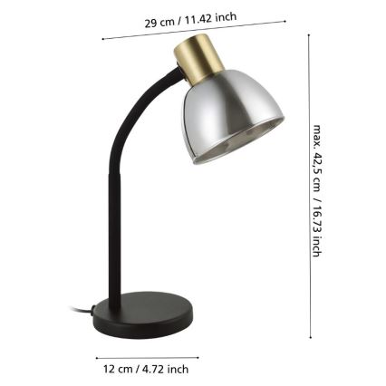 Eglo - Pöytävalaisin 1xE14/25W/230V kulta/musta