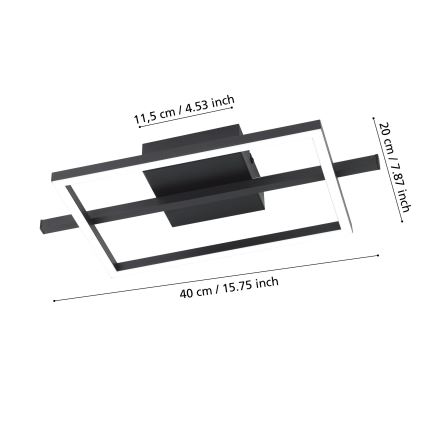 Eglo - LED RGBW Himmennettävä kattovalo LED/17W/230V 2700-6500K musta + kauko-ohjaus