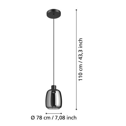 Eglo - LED RGBW Himmennettävä kattokruunu johdossa LED/3,7W/230V 2700-6500K musta ZigBee