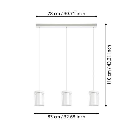 Eglo - LED RGBW Himmennettävä kattokruunu johdossa 3xLED/3,7W/230V 2700-6500K valkoinen ZigBee