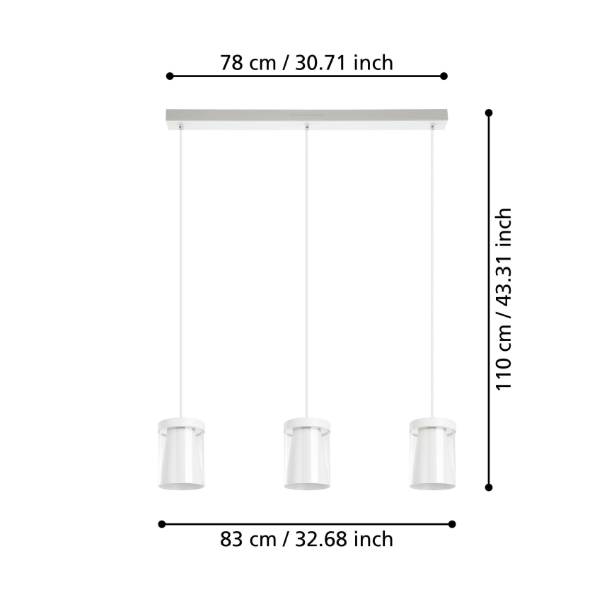 Eglo - LED RGBW Himmennettävä kattokruunu johdossa 3xLED/3,7W/230V 2700-6500K valkoinen ZigBee