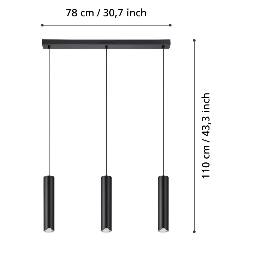 Eglo - LED RGBW Himmennettävä kattokruunu johdossa 3xLED/3,7W/230V 2700-6500K musta