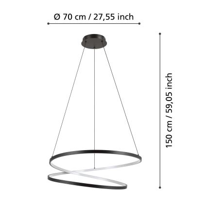 Eglo - LED-kattokruunu johdossa LED/42W/230V 3000K musta