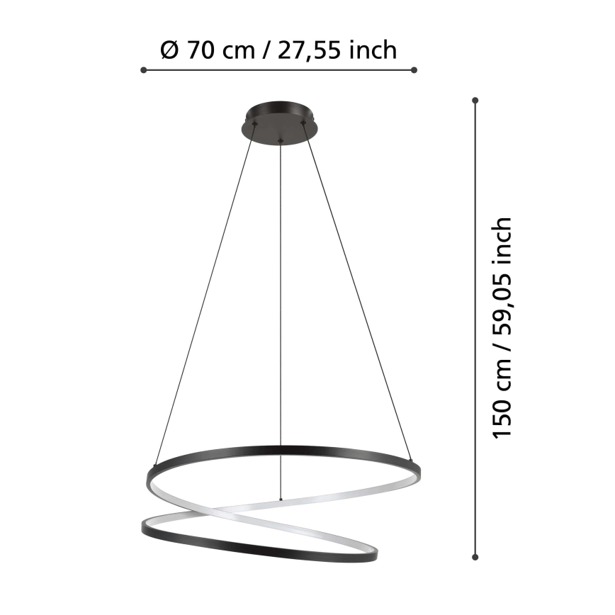 Eglo - LED-kattokruunu johdossa LED/42W/230V 3000K musta