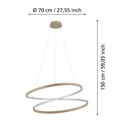 Eglo - LED-kattokruunu johdossa LED/42W/230V 3000K beige