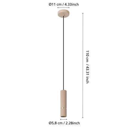Eglo - LED-kattokruunu johdossa 1xGU10/5W/230V 3000K beige