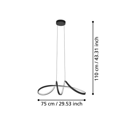 Eglo - LED RGBW Himmennettävä kattokruunu johdossa LED/22W/230V 2700-6500K musta