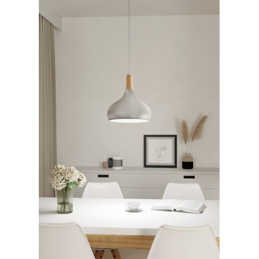Eglo - Kattokruunu johdossa 1xE27/60W/230V halkaisija 28 cm hopea - FSC sertifioitu