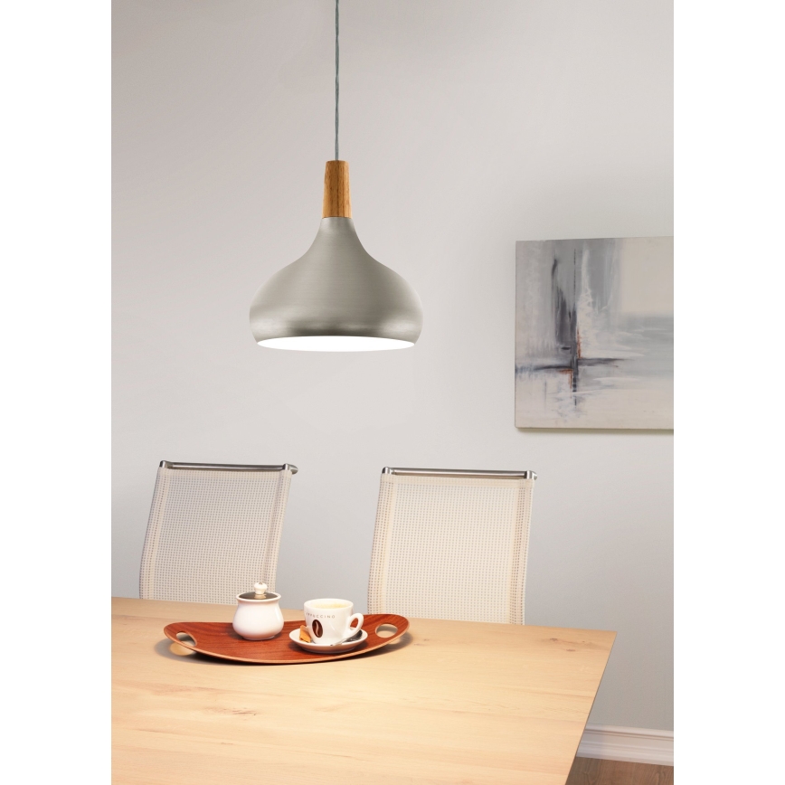 Eglo - Kattokruunu johdossa 1xE27/60W/230V halkaisija 28 cm hopea - FSC sertifioitu