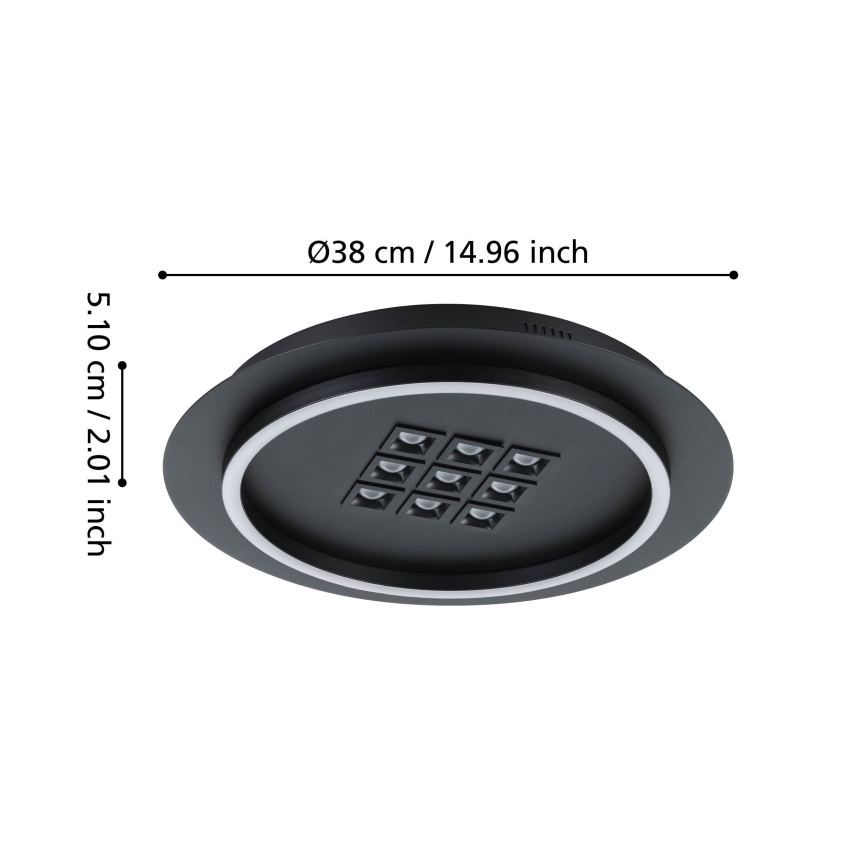 Eglo - Himmennettävä LED-kattovalaisin LED/21,4W/230V 2700-6500K musta + kauko-ohjaus