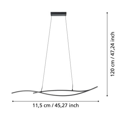 Eglo - LED-kattokruunu johdossa LED/20W/230V 4000K musta