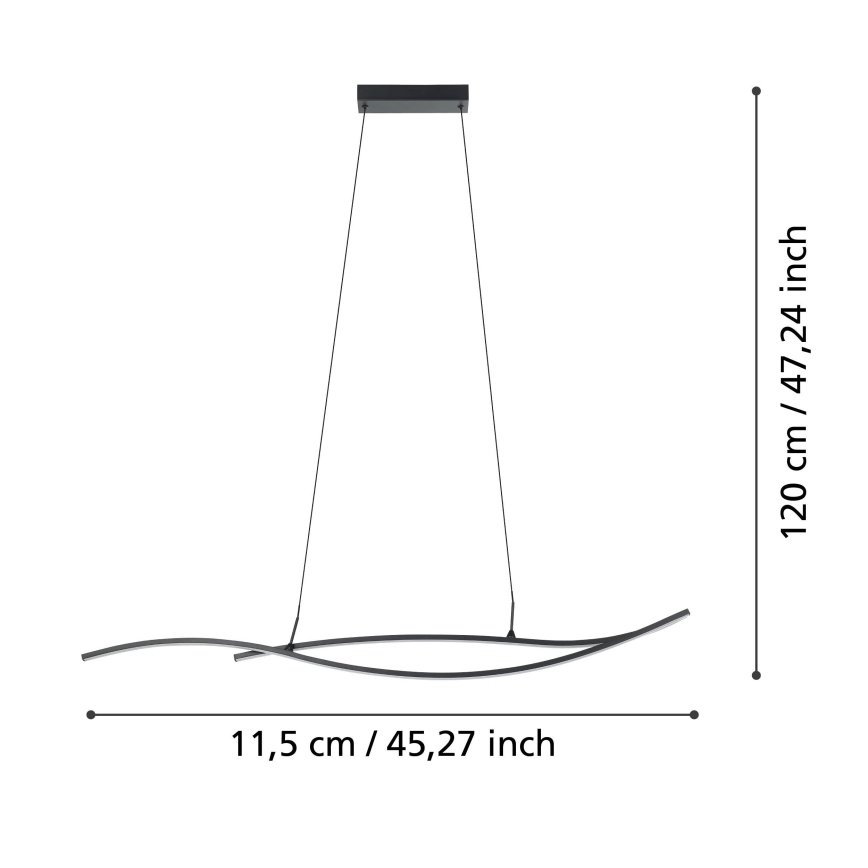 Eglo - LED-kattokruunu johdossa LED/20W/230V 4000K musta