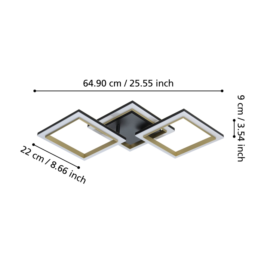 Eglo - Himmennettävä LED-kattovalaisin LED/20W/230V 4000K musta/kulta