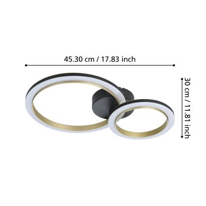 Eglo - Himmennettävä LED-kattovalaisin LED/12W/230V 4000K musta/kulta