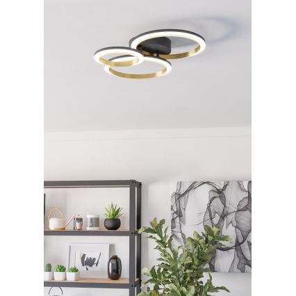 Eglo - Himmennettävä LED-kattovalaisin LED/20W/230V 4000K musta/kulta