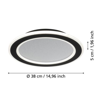 Eglo - Himmennettävä LED-kattovalaisin LED/20W/230V 2700-6500K musta + kauko-ohjaus