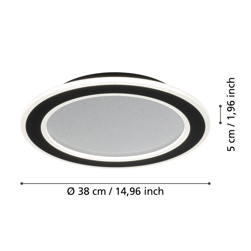 Eglo - Himmennettävä LED-kattovalaisin LED/20W/230V 2700-6500K musta + kauko-ohjaus