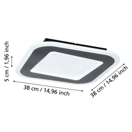 Eglo - Himmennettävä LED-kattovalaisin LED/20W/230V 2700-6500K musta + kauko-ohjaus
