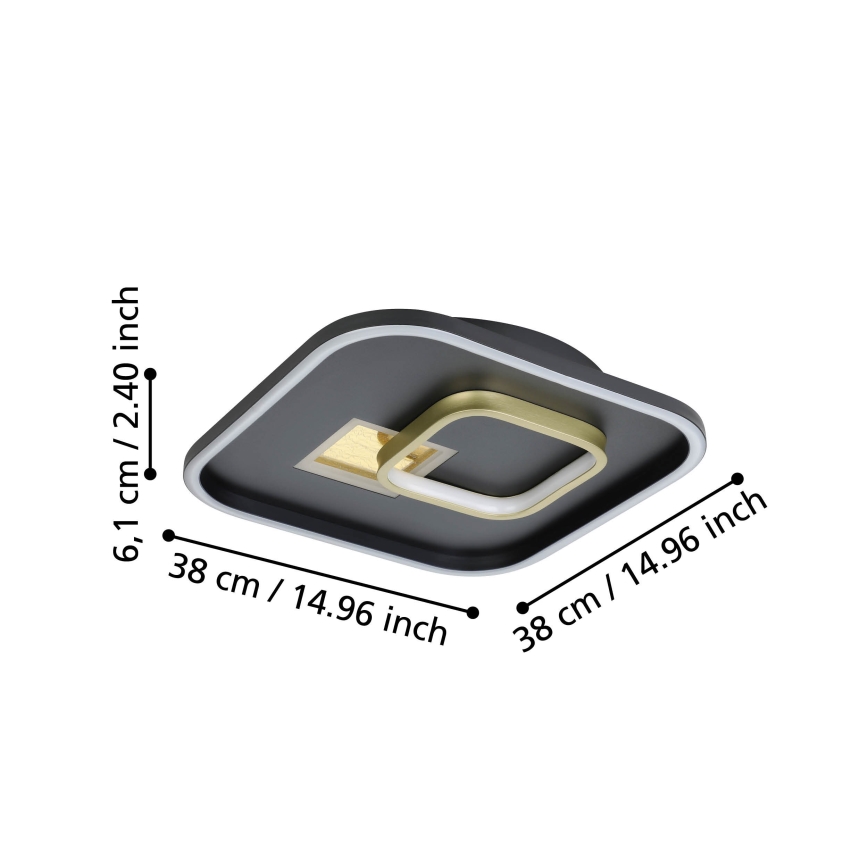 Eglo - LED-kattovalaisin 1xLED/16,2W/230V + 1xLED/9,2W 38x38 cm musta/kulta