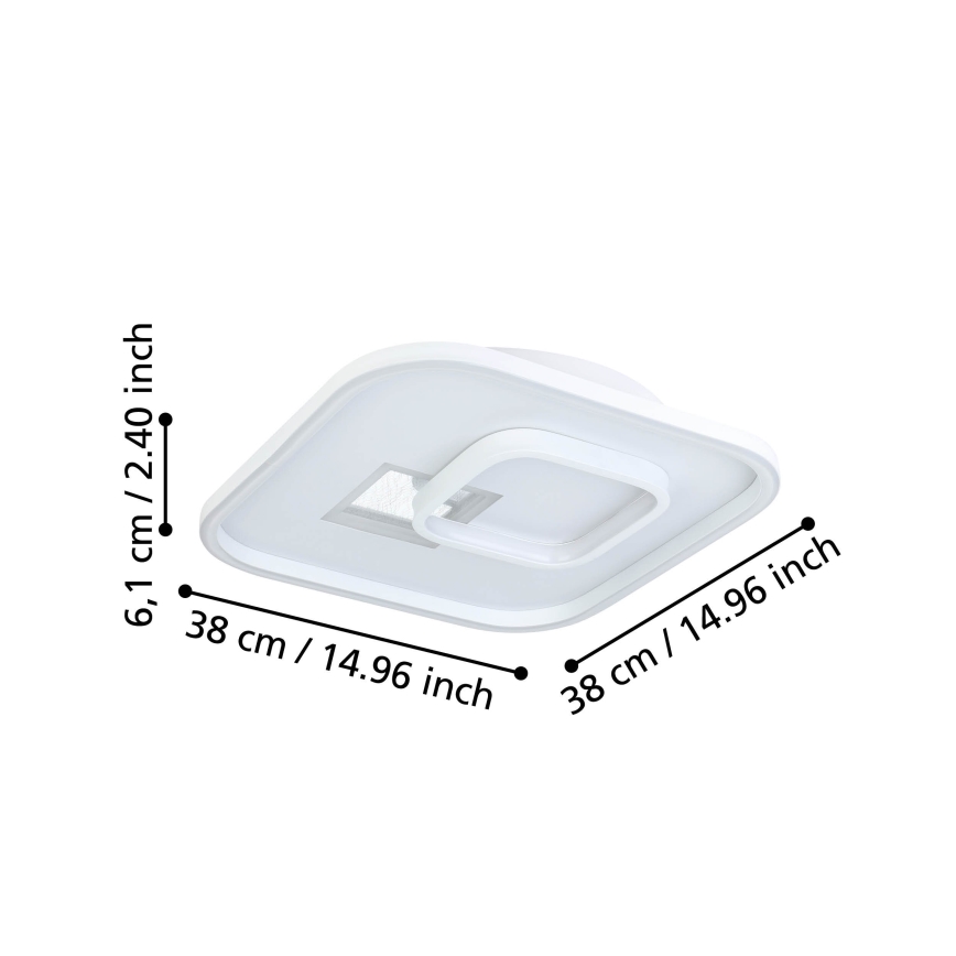 Eglo - LED-kattovalaisin 1xLED/16,2W/230V + 1xLED/9,2W 38x38 cm valkoinen