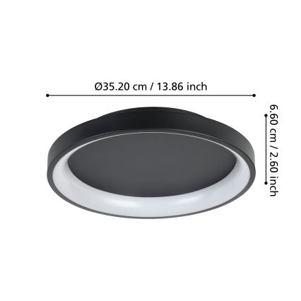 Eglo - Himmennettävä LED-kattovalaisin LED/12W/230V 2700-6500K musta + kauko-ohjaus