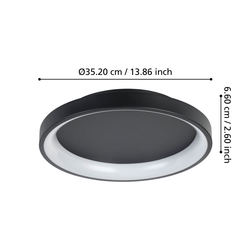 Eglo - Himmennettävä LED-kattovalaisin LED/12W/230V 2700-6500K musta + kauko-ohjaus