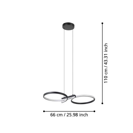 Eglo - LED-kattokruunu johdossa LED/21W/230V 3000K musta