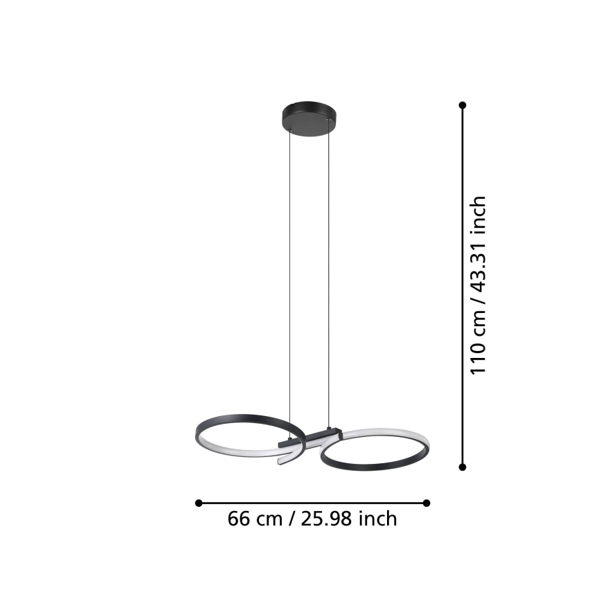 Eglo - LED-kattokruunu johdossa LED/21W/230V 3000K musta