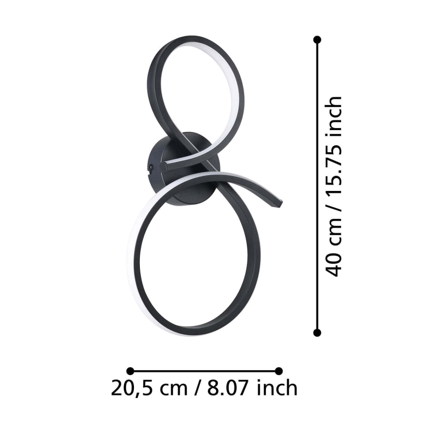 Eglo - LED-seinävalaisin LED/11,4W/230V 3000K musta