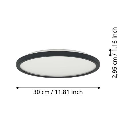 Eglo - LED-ulkokattovalaisin LED/13,9W/230V 2700/4000/6500K halkaisija 30 cm IP44 musta