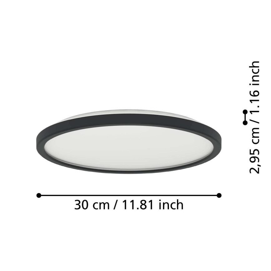 Eglo - LED-ulkokattovalaisin LED/13,9W/230V 2700/4000/6500K halkaisija 30 cm IP44 musta
