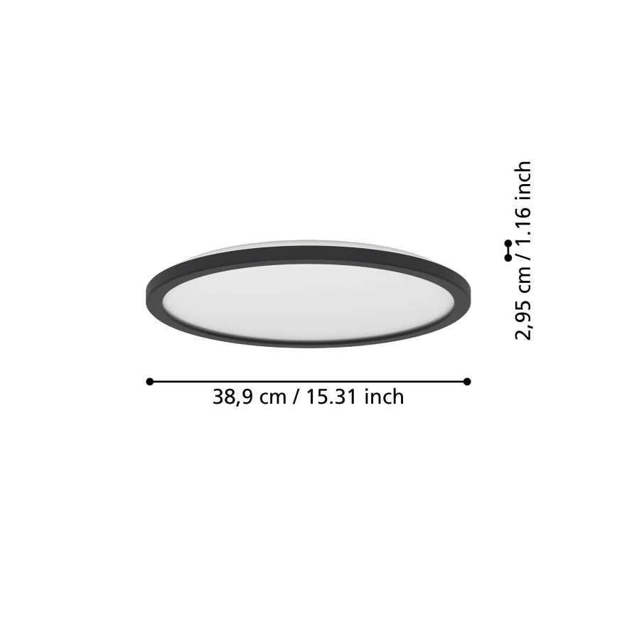 Eglo - LED-kattovalaisin kylpyhuoneeseen LED/18,5W/230V 2700K/4000K/6500K halkaisija 38,9 cm IP44 musta