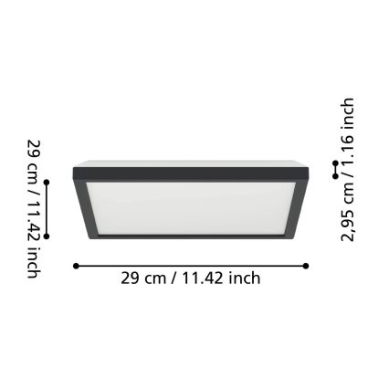 Eglo - LED-ulkokattovalaisin LED/13,4W/230V 2700/4000/6500K 29x29 cm IP44 musta