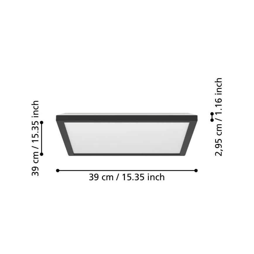 Eglo - LED-ulkokattovalaisin LED/17,6W/230V 2700/4000/6500K 39x39 cm IP44 musta