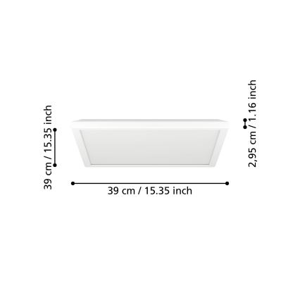 Eglo - LED-kattovalaisin kylpyhuoneeseen LED/17,6W/230V 2700K/4000K/6500K 39x39 cm IP44 valkoinen